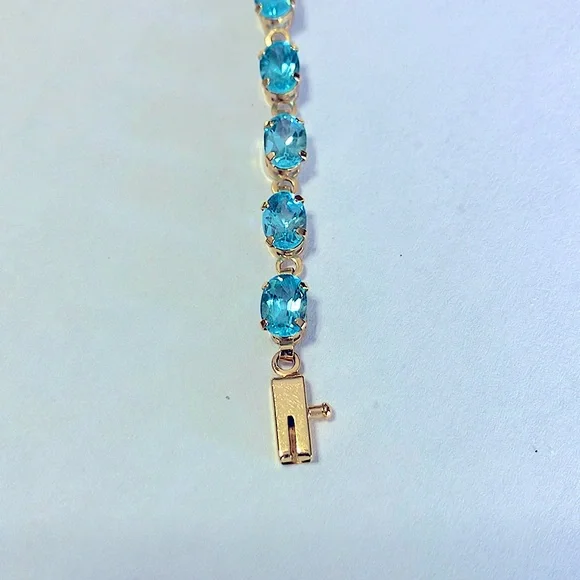 Natural Swiss blue topaz, tennis bracelet - Picture 4 of 7